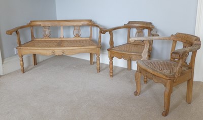 Lot 1274 - A harlequin suite of colonial hardwood seat...