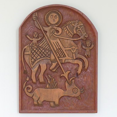 Lot 1105 - A contemporary folk-art relief chip carved...
