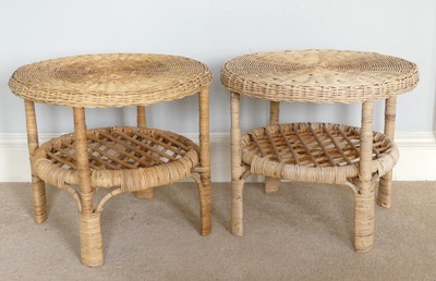 Lot 1276 - A nest of two woven wicker circular two-tier...