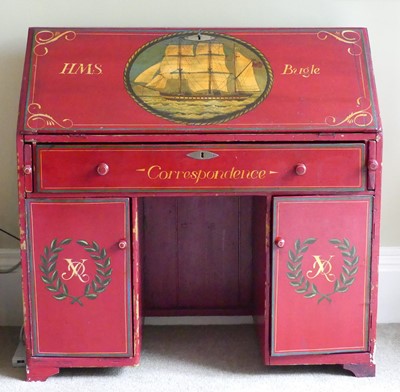 Lot 1336 - A 19th century rustic painted pine Naval...