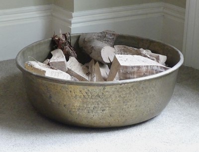 Lot 1331 - A large 19th century brass circular low log...