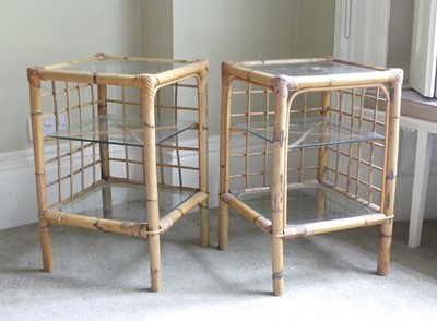 Lot 1311 - A pair of mid 20th century bamboo square three-...