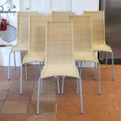Lot 1280 - A set of six contemporary woven wicker kitchen...