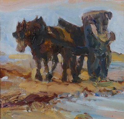Lot 1166 - Tony Dolan (b. 1928) - Dray horse in a...