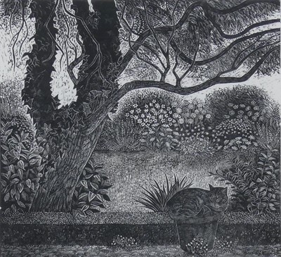 Lot 1162 - Yvonne Skargon (b.1931) - The seated cat in a...