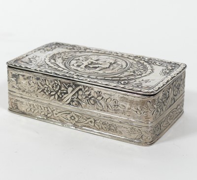 Lot 307 - A continental white metal box, of rectangular...