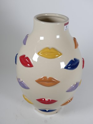 Lot 8 - A contemporary pottery vase with high relief...