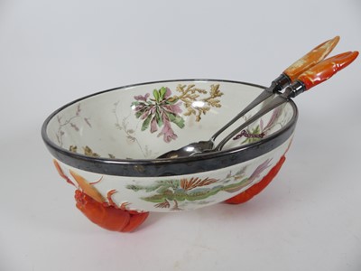 Lot 31 - A Wedgwood majolica salad bowl having a silver...