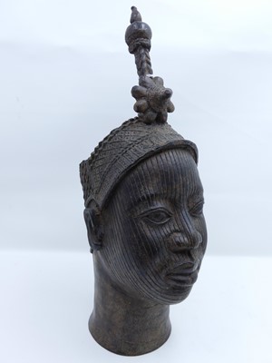 Lot 45 - An African bronzed metal bust of a warrior,...