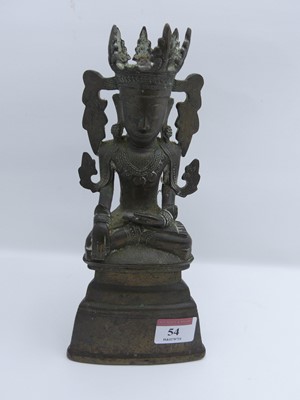 Lot 54 - A Burmese bronzed figure of a buddha modelled...