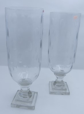 Lot 57 - A pair of glass storm lanterns, height 34cm