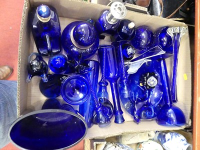 Lot 79 - A collection of blue glass to include Bristol...