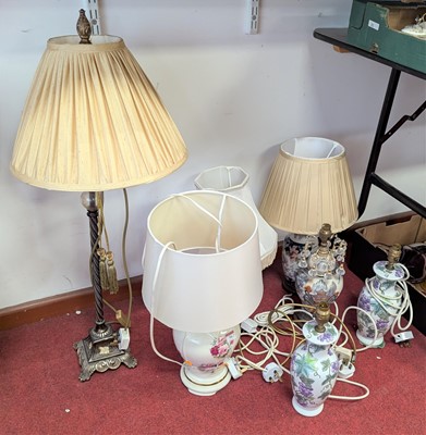 Lot 94 - A collection of table lamps to include pottery...