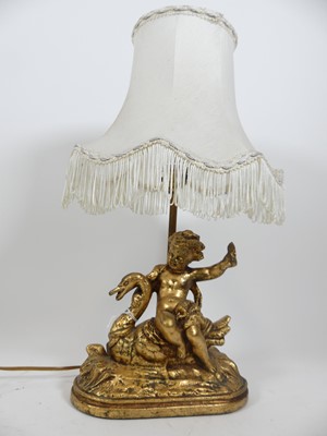 Lot 164 - A 20th century gilt figural table lamp, height...