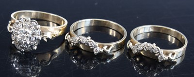 Lot 348 - A 9ct gold and diamond set three part...