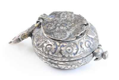 Lot 379 - A Chinese miniature white metal pendant vessel,...