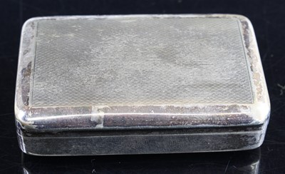 Lot 384 - After Dunhill, a white metal snuff box, width 6cm