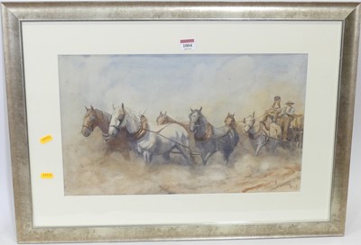 Lot 1004 - Early 20th century school - Horses with cart,...