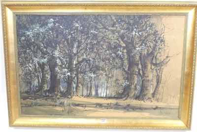 Lot 1005 - Peter Carter - Woodland scene, watercolour...