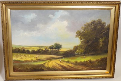 Lot 1007 - Wheeler - Extensive landscape with farmhands,...