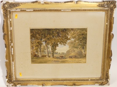 Lot 1011 - W. Ferguson - Landscape with haycart and...