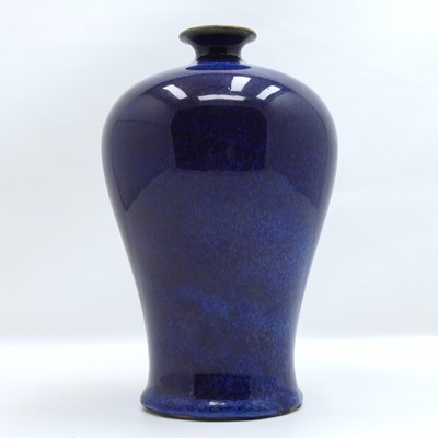 Lot 207 - A Chinese blue glazed Meiping vase, height 20.5cm