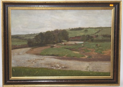 Lot 1024 - J.H.E. Dartington - Extensive river landscape...