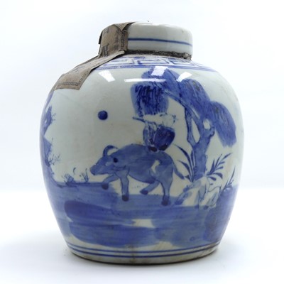 Lot 213 - A Chinese blue & white porcelain ginger jar,...