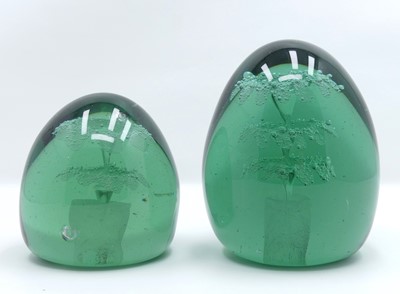 Lot 215 - Two Victorian green glass dump weights,...