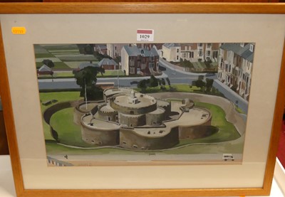 Lot 1029 - Adam Boulter - Deal Castle, 1982, gouache,...