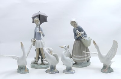 Lot 226 - Two Lladro porcelain figures of young girls,...