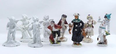 Lot 230 - A collection of continental porcelain figures,...