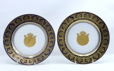 Lot 232 - A pair of 19th century Sevres porcelain plates,...