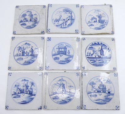 Lot 237 - A set of eleven 18th century Delft blue &...