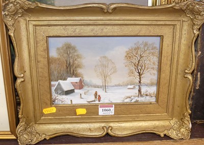 Lot 1060 - M. H. Wenn - Winter landscape, oil on panel,...