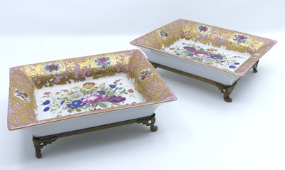 Lot 245 - A pair of continental floral decorated...