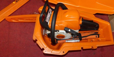 Lot 1077 - A Stihl MS170 chain saw, with plastic carry case