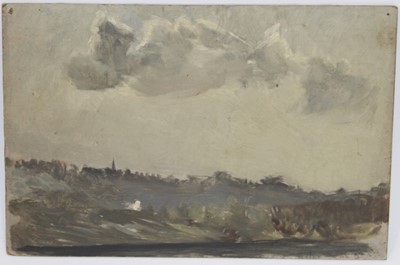 Lot 1102 - After Edgar Degas - Landscape, oil on card,...