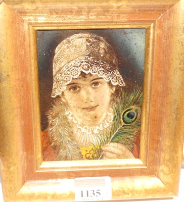 Lot 1135 - A miniature heightened portrait print; another...