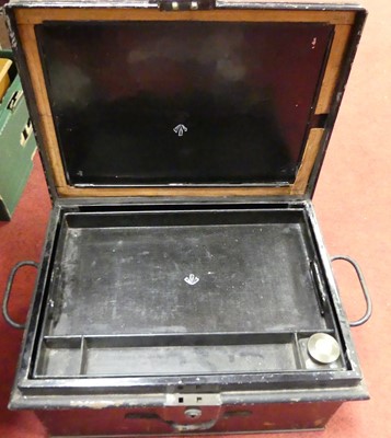 Lot 613 - A black painted metal deedbox, w.41cm