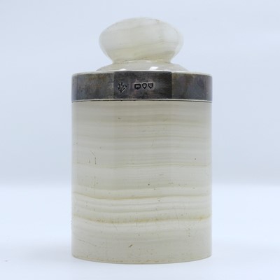 Lot 253 - A silver mounted polished hardstone dressing...