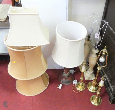 Lot 543 - A collection of six various table lamps, to...