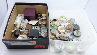 Lot 523 - Two boxes of porcelain trinket boxes etc