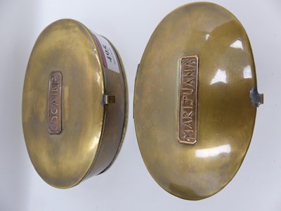 Lot 495 - A graduated set of three brass oval boxes,...