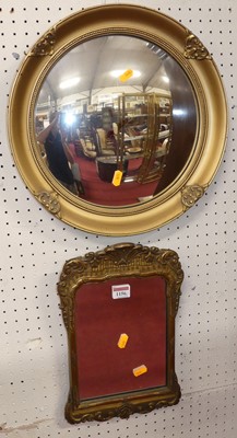 Lot 1156 - A floral gilt framed circular convex wall...