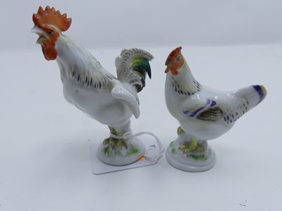 Lot 448 - A Meissen porcelain figure of a cockerel,...