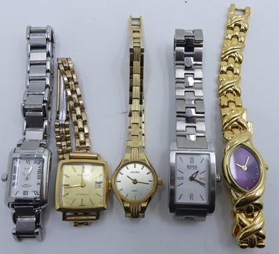 Lot 453 - A group of five lady's wristwatches to include...