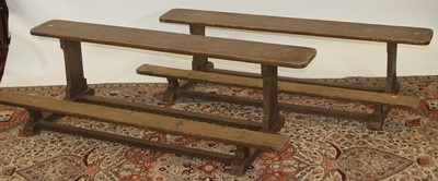 Lot 1328 - A pair of stained pine rustic two-tier long...