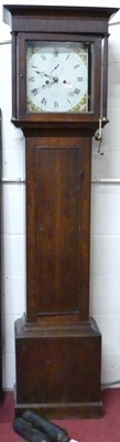 Lot 1190 - A circa 1800 provincial oak longcase clock,...