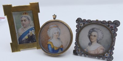 Lot 476 - French School, 19th century, miniature head...